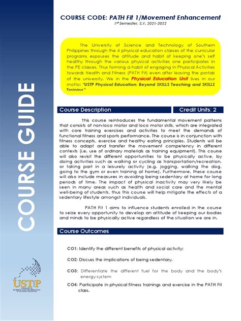 Course Guide in PATH Fit 1 1st Sem AY 2021 2022 1 .